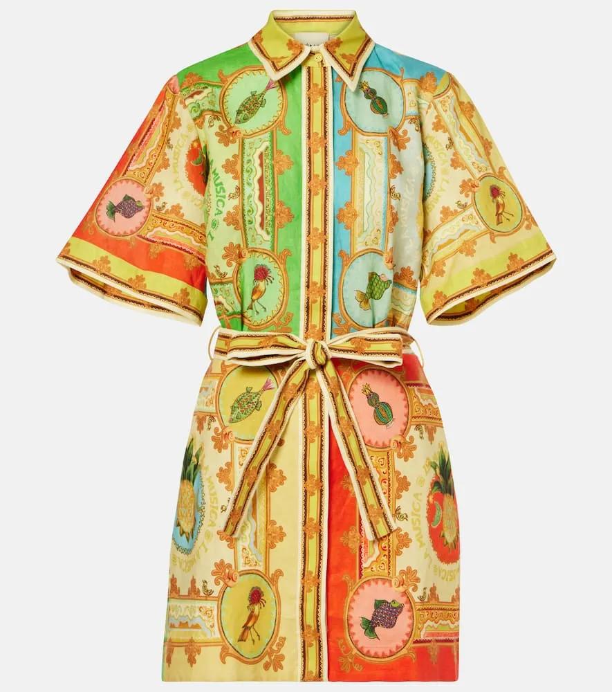 Al√É¬©mais La Musica printed linen shirt dress