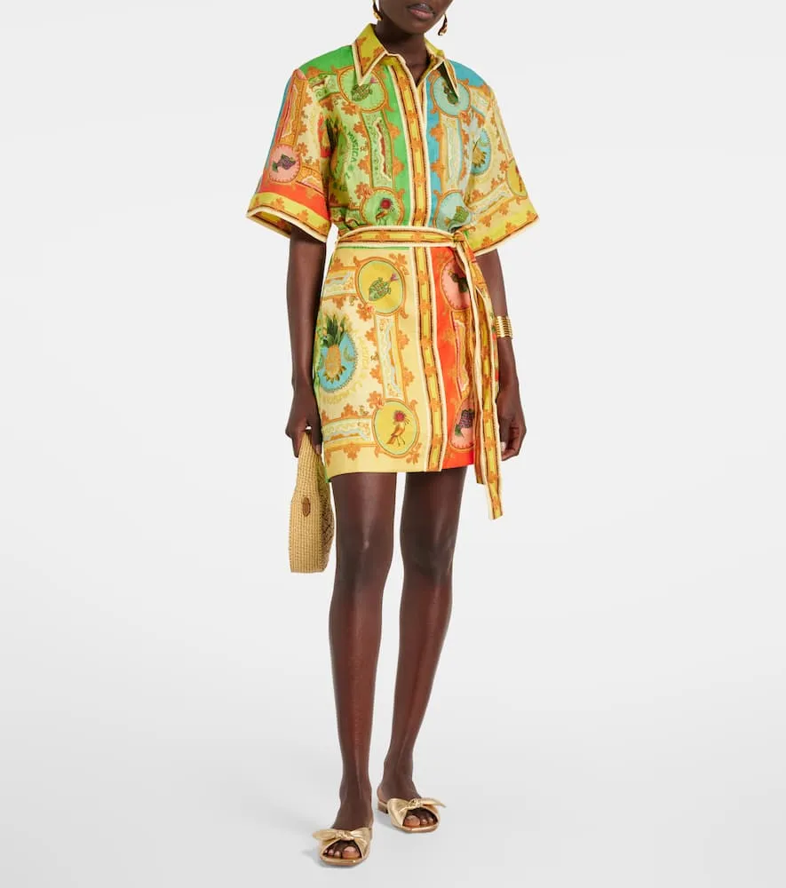Al√É¬©mais La Musica printed linen shirt dress