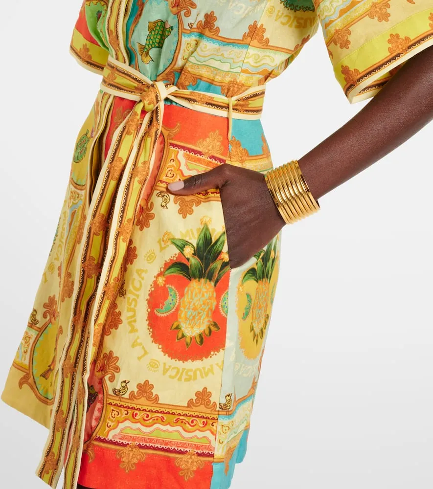 Al√É¬©mais La Musica printed linen shirt dress