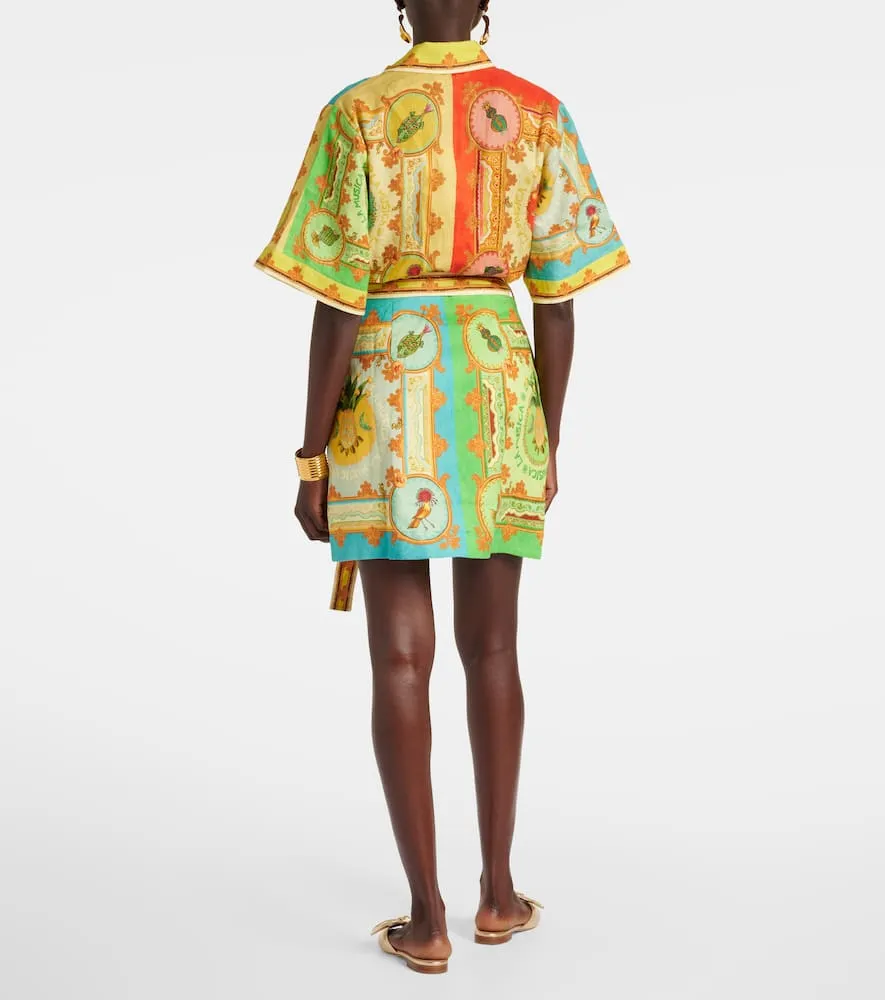 Al√É¬©mais La Musica printed linen shirt dress