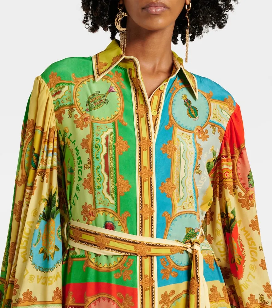 Al√É¬©mais Monte printed linen shirt dress