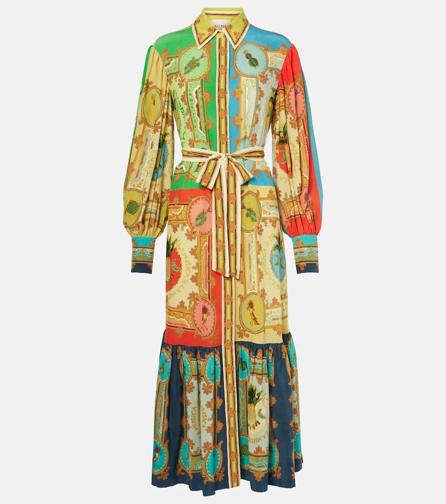 Al√É¬©mais Monte printed linen shirt dress