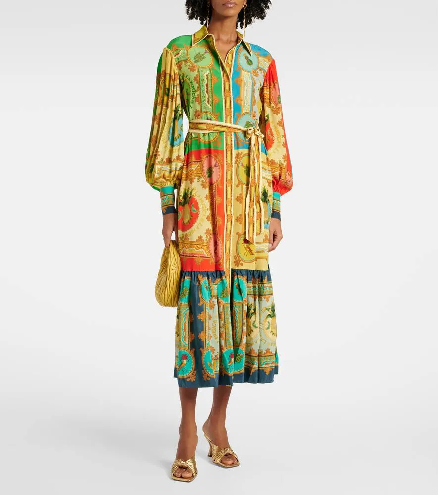 Al√É¬©mais Monte printed linen shirt dress