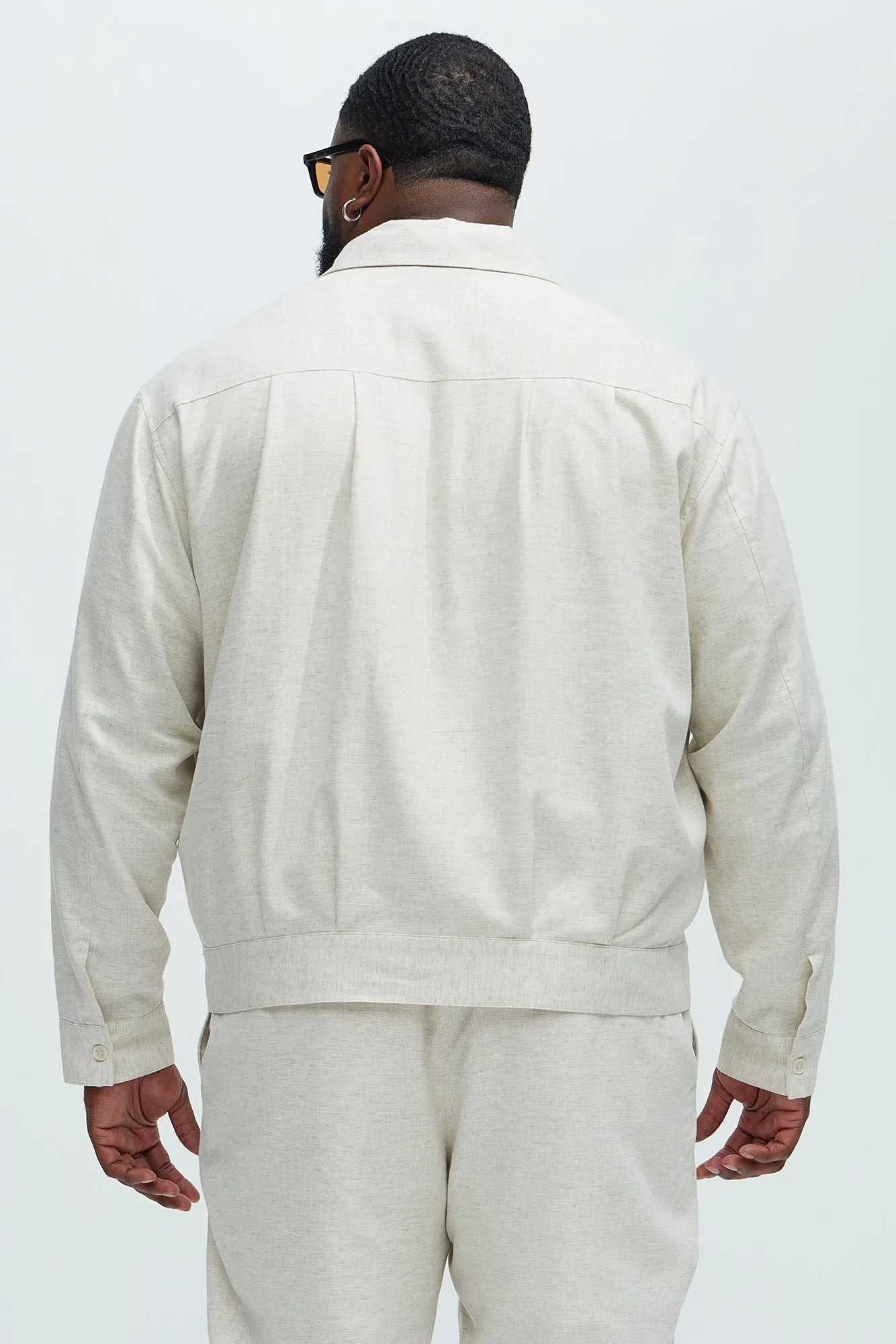 Bahamas Linen Zip Jacket - Oatmeal