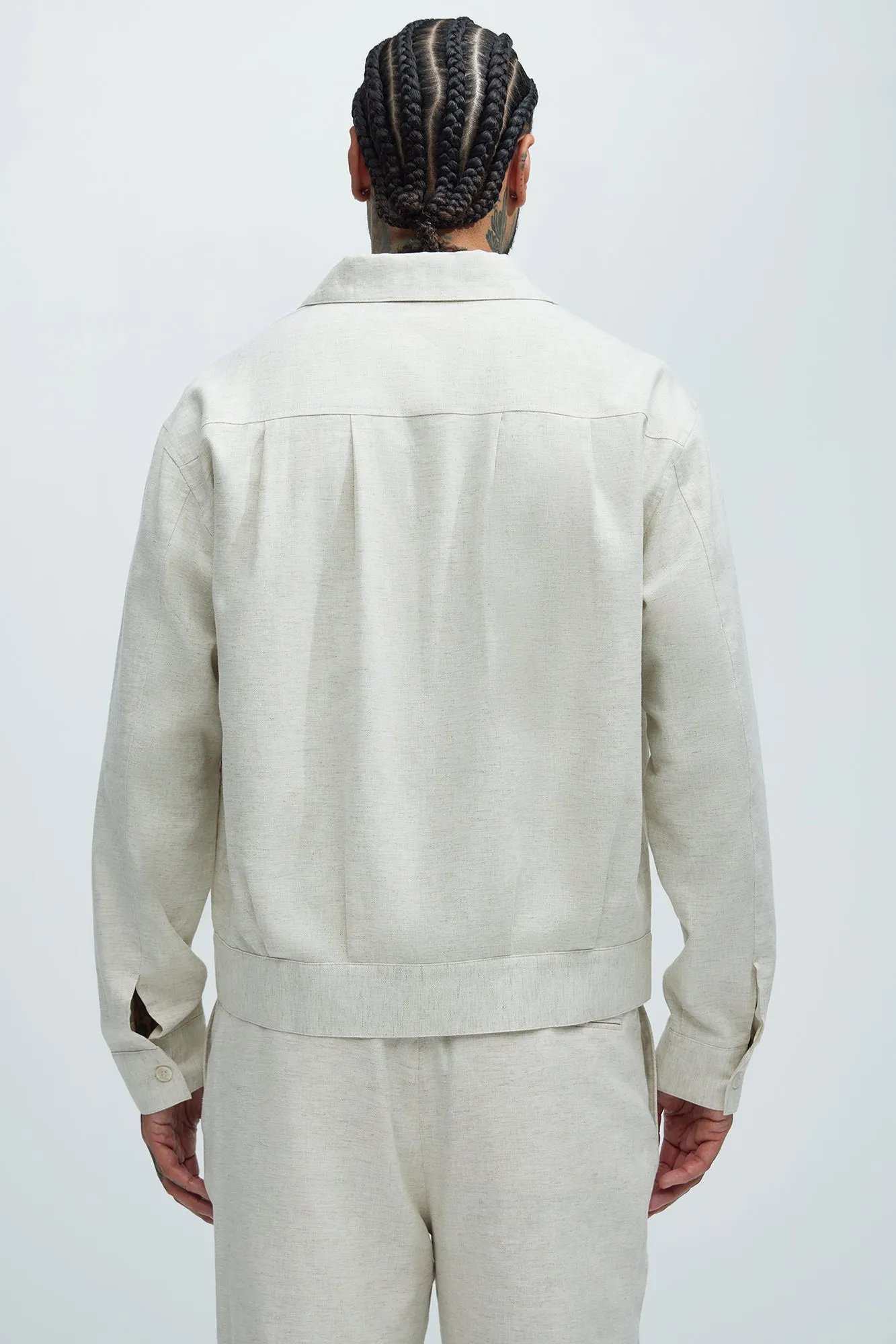 Bahamas Linen Zip Jacket - Oatmeal