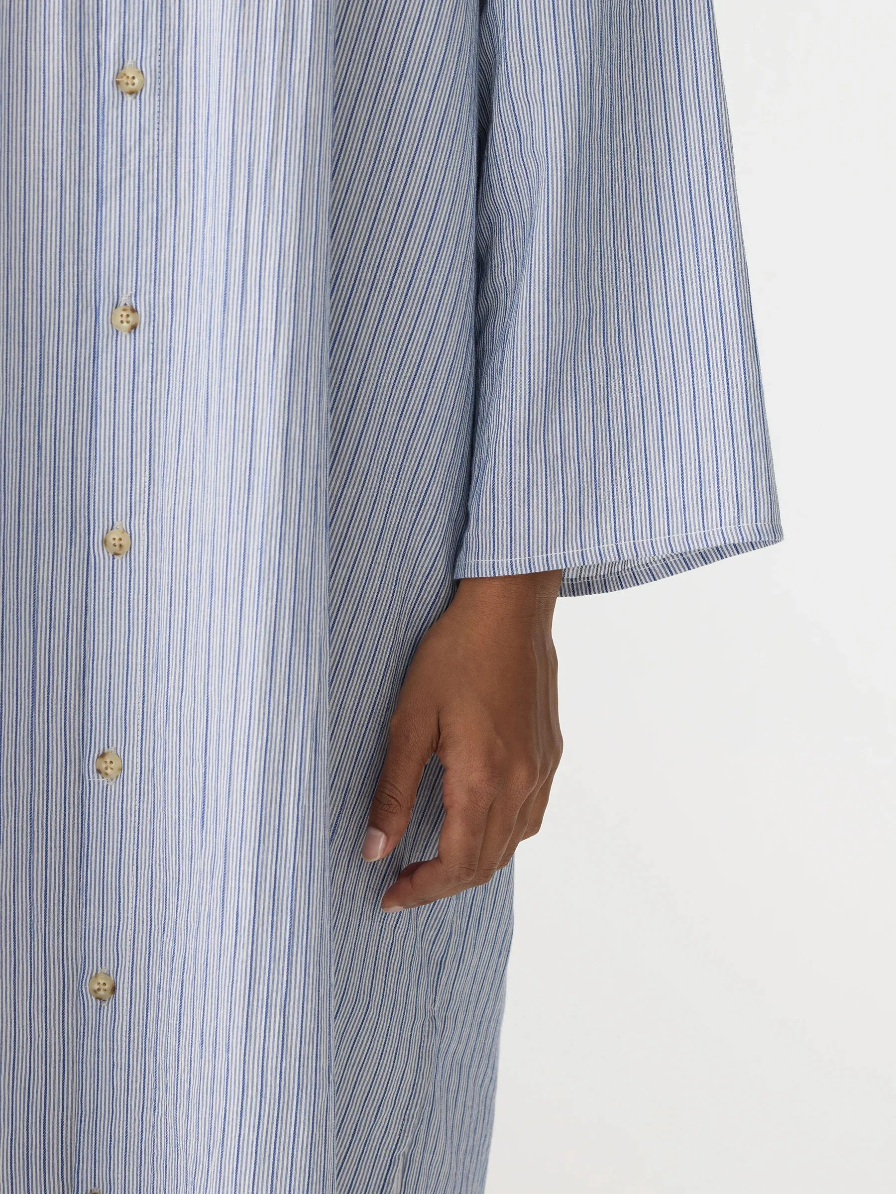 Bassike Dobby Stripe Shirt Dress in Blue Stripe