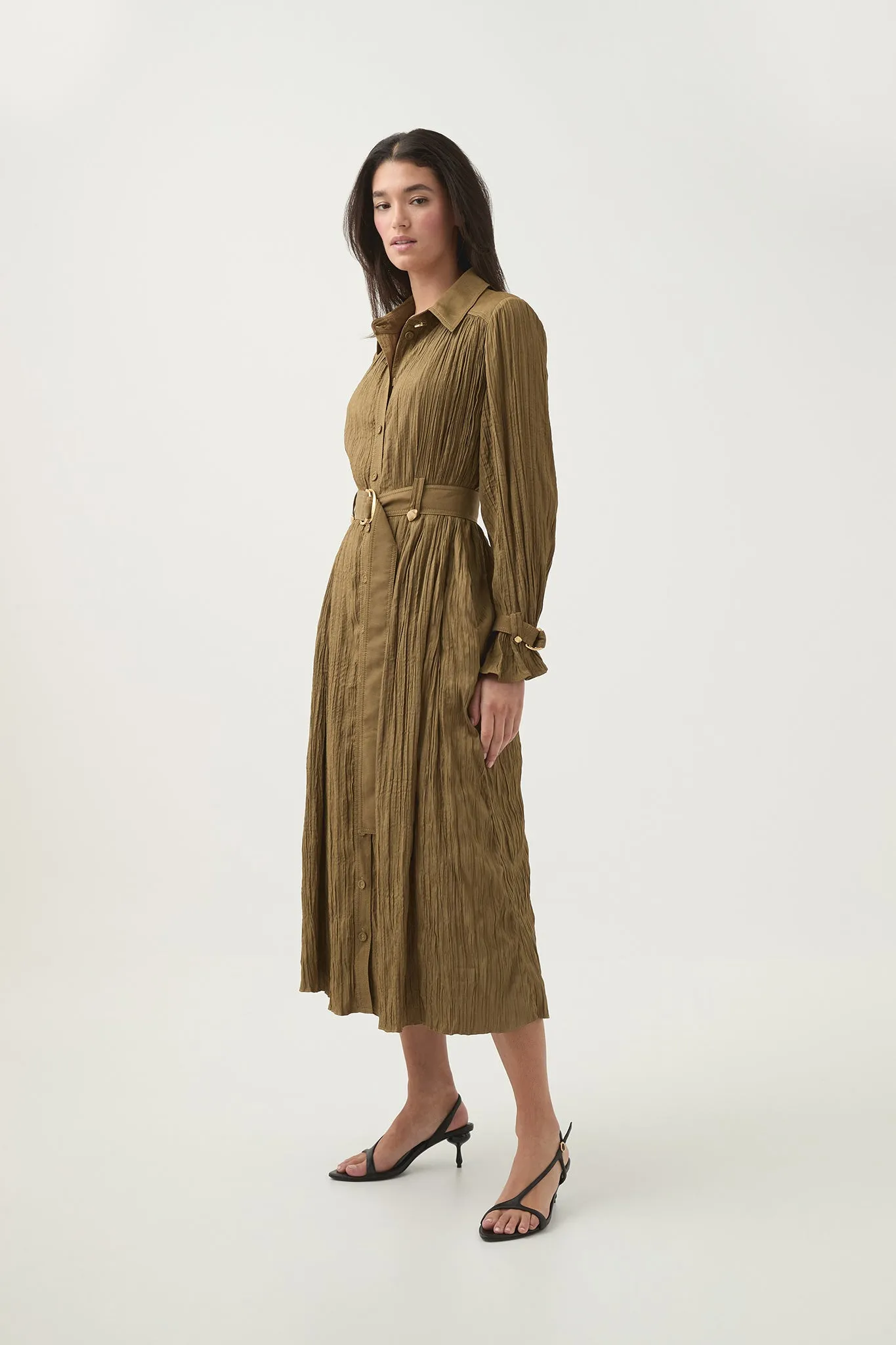 Bays Crushed Pleat Midi Dress