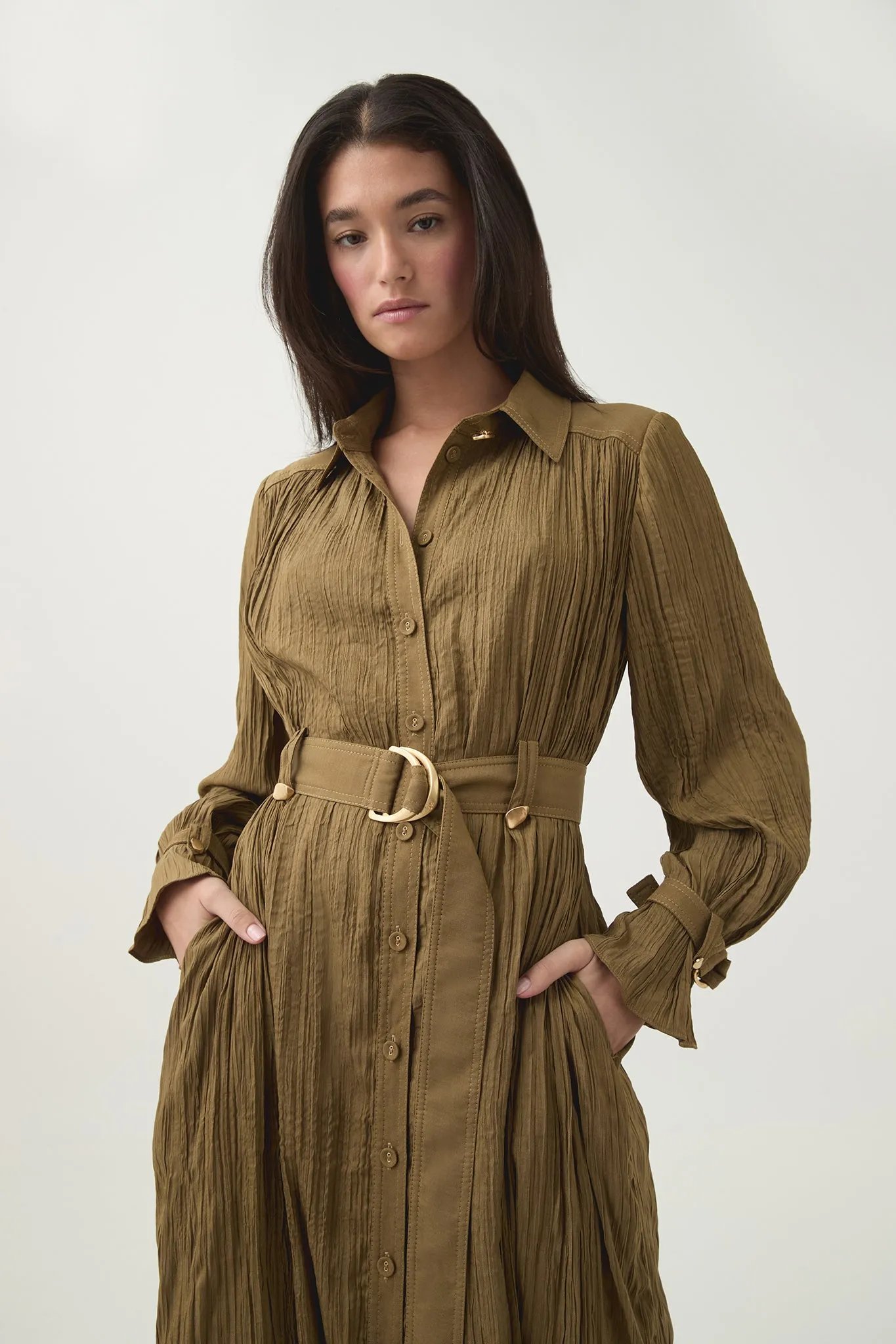 Bays Crushed Pleat Midi Dress