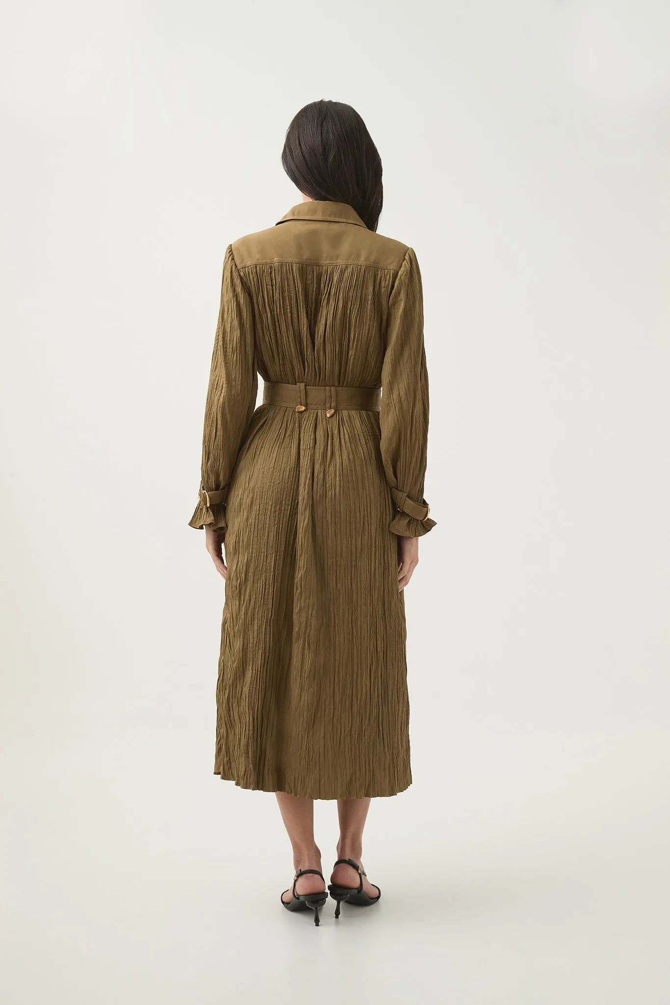 Bays Crushed Pleat Midi Dress
