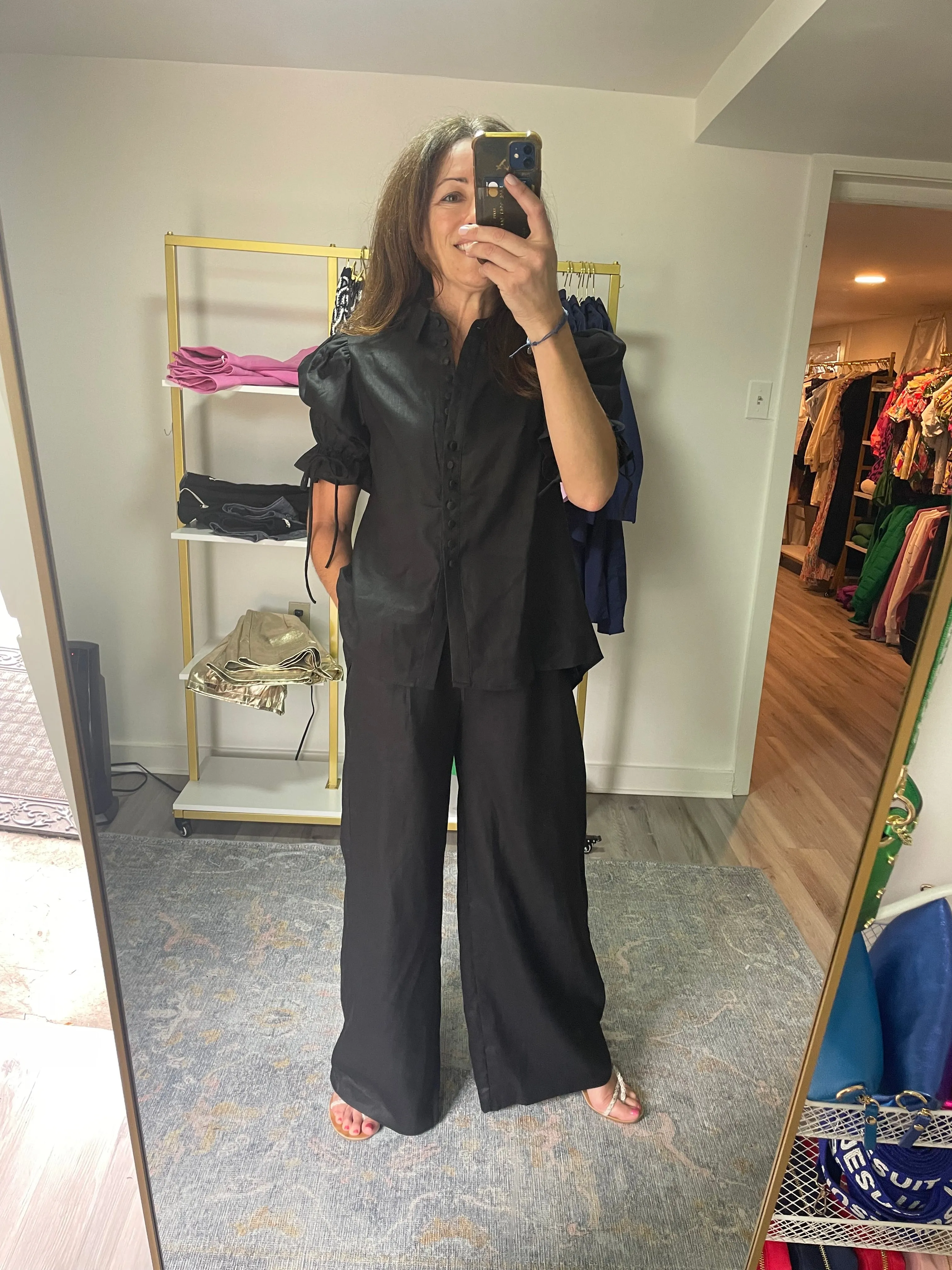 Black Linen Pant Set