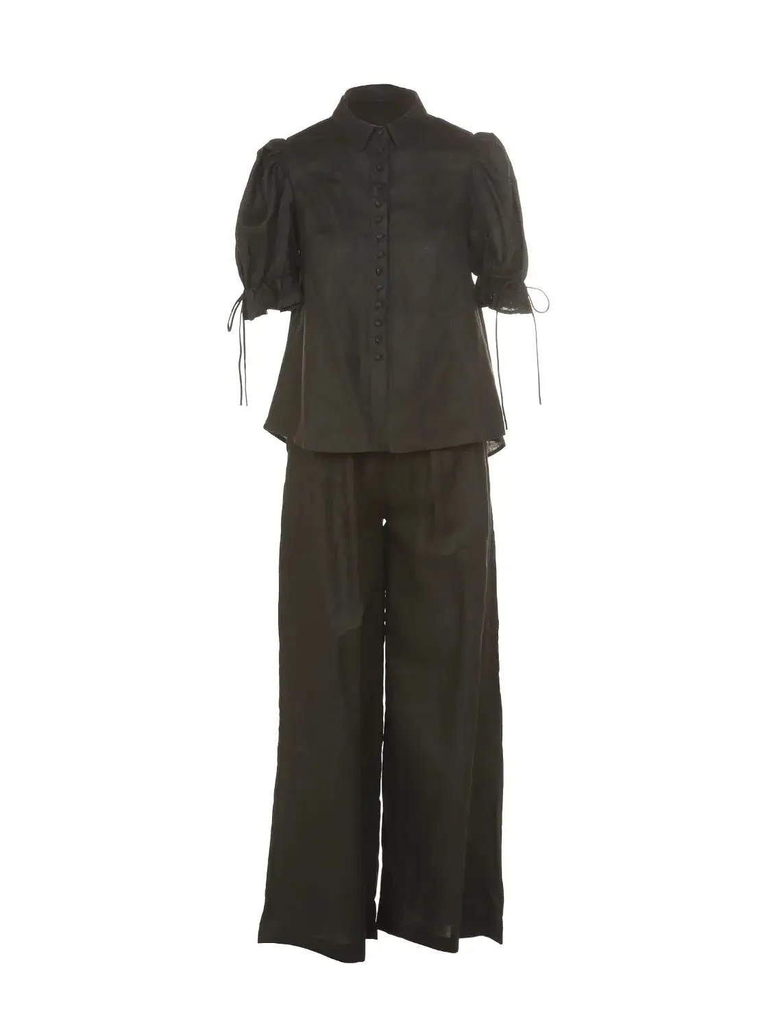 Black Linen Pant Set