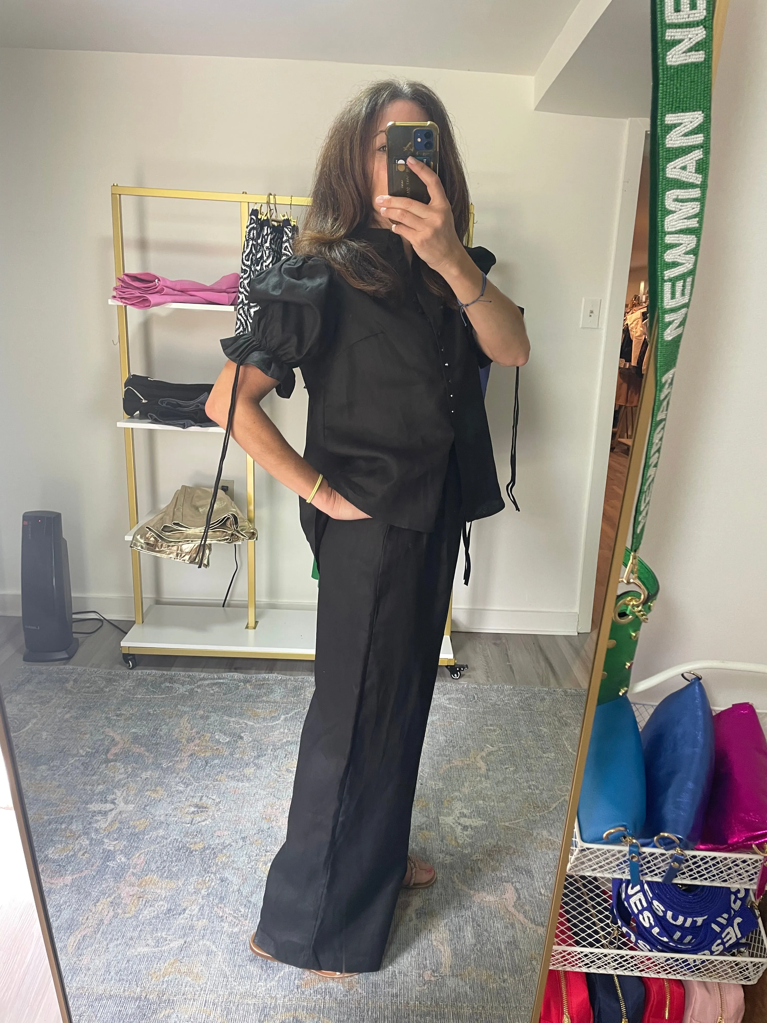 Black Linen Pant Set
