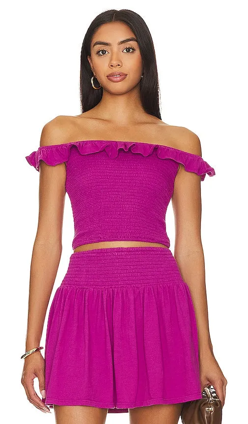 Bobi Ruffle Tee in Purple
