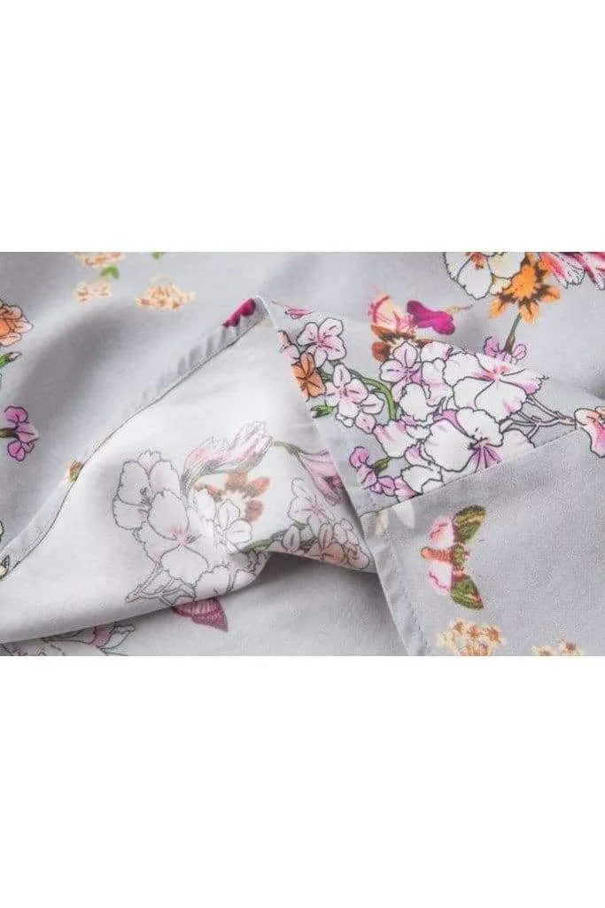 Butterflies & Flowers Grey Collared Vintage Dress