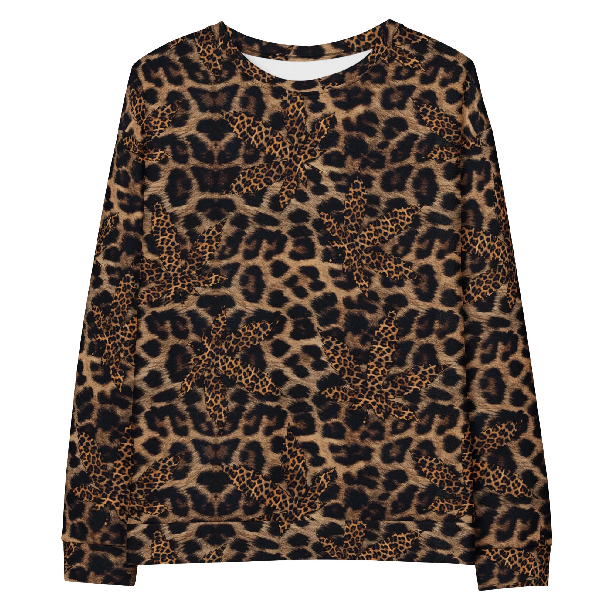 Cannabis Leaf Animal Print Unisex Sweatshirt