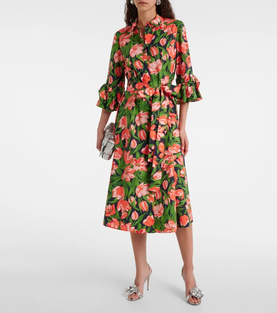 Carolina Herrera Bow-detail cotton-blend shirt dress