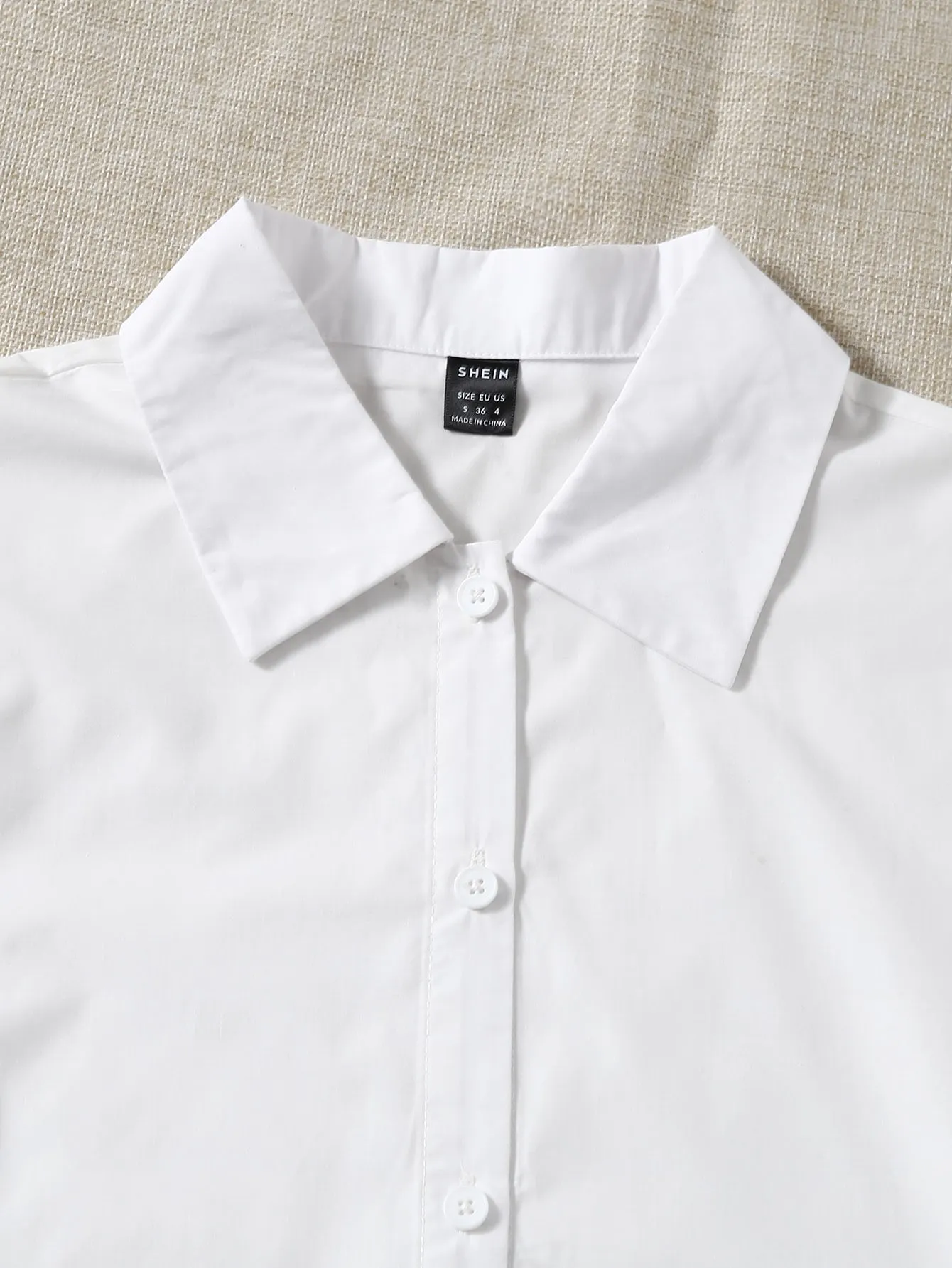 Casual Plain Button Front Long Sleeve Collar Crop Blouse