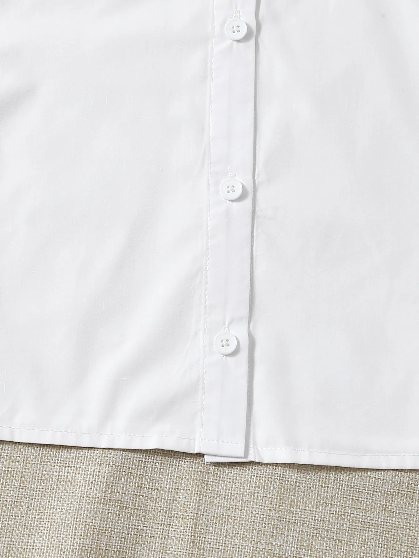 Casual Plain Button Front Long Sleeve Collar Crop Blouse