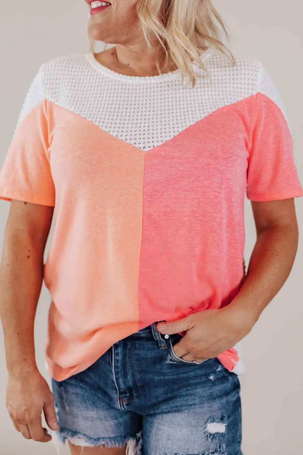 Chic white colorblock plus size tee