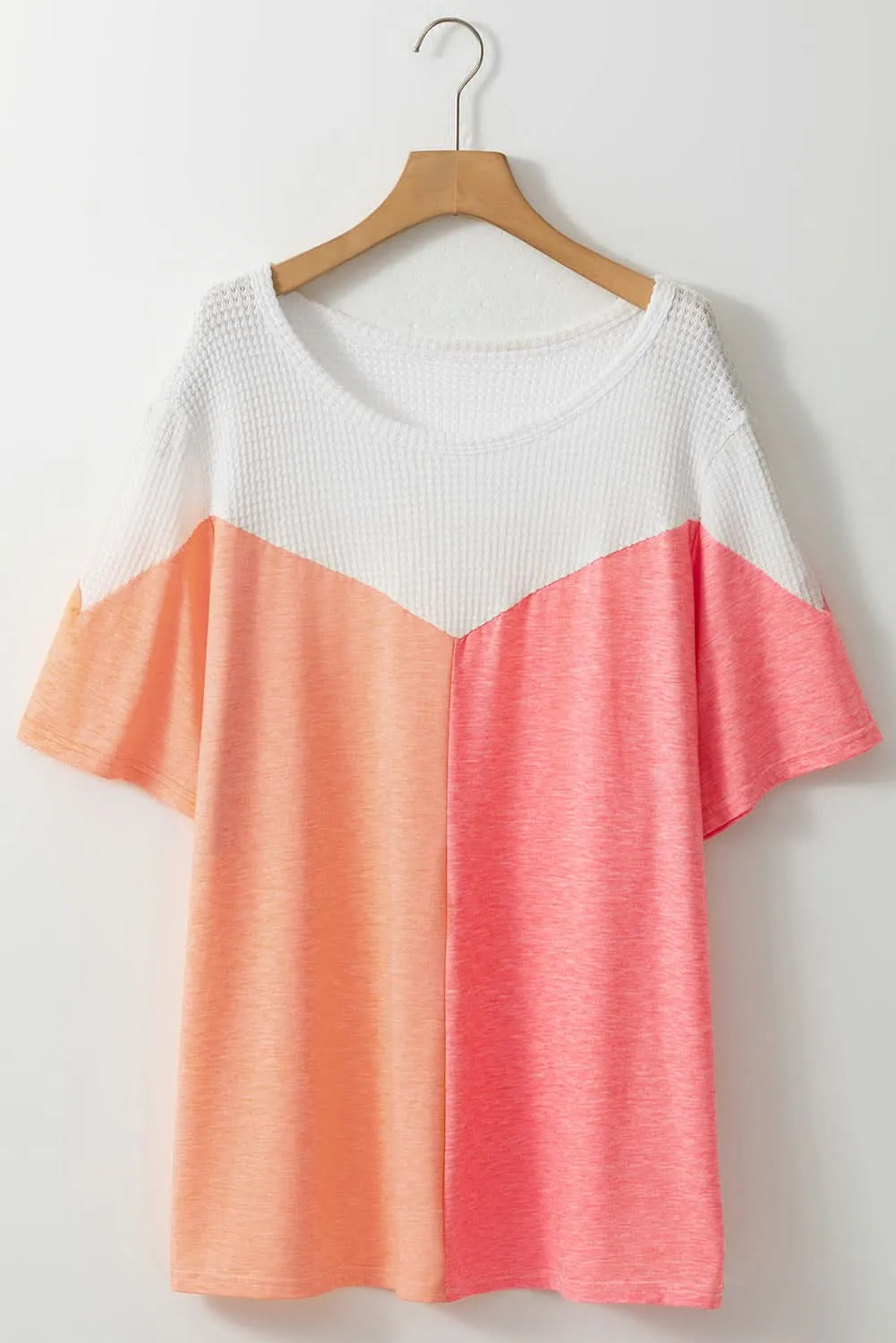 Chic white colorblock plus size tee
