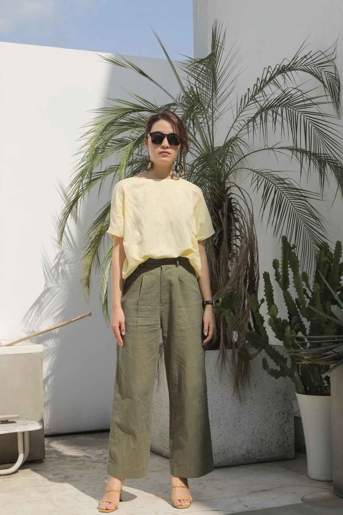 Esther Olive Linen Pants