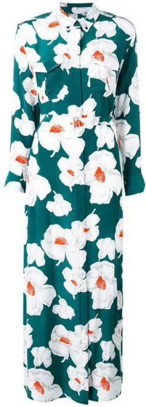 Floral Print Midi Shirt-Dress