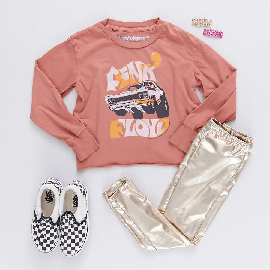 Girls Lame Legging in Light Gold
