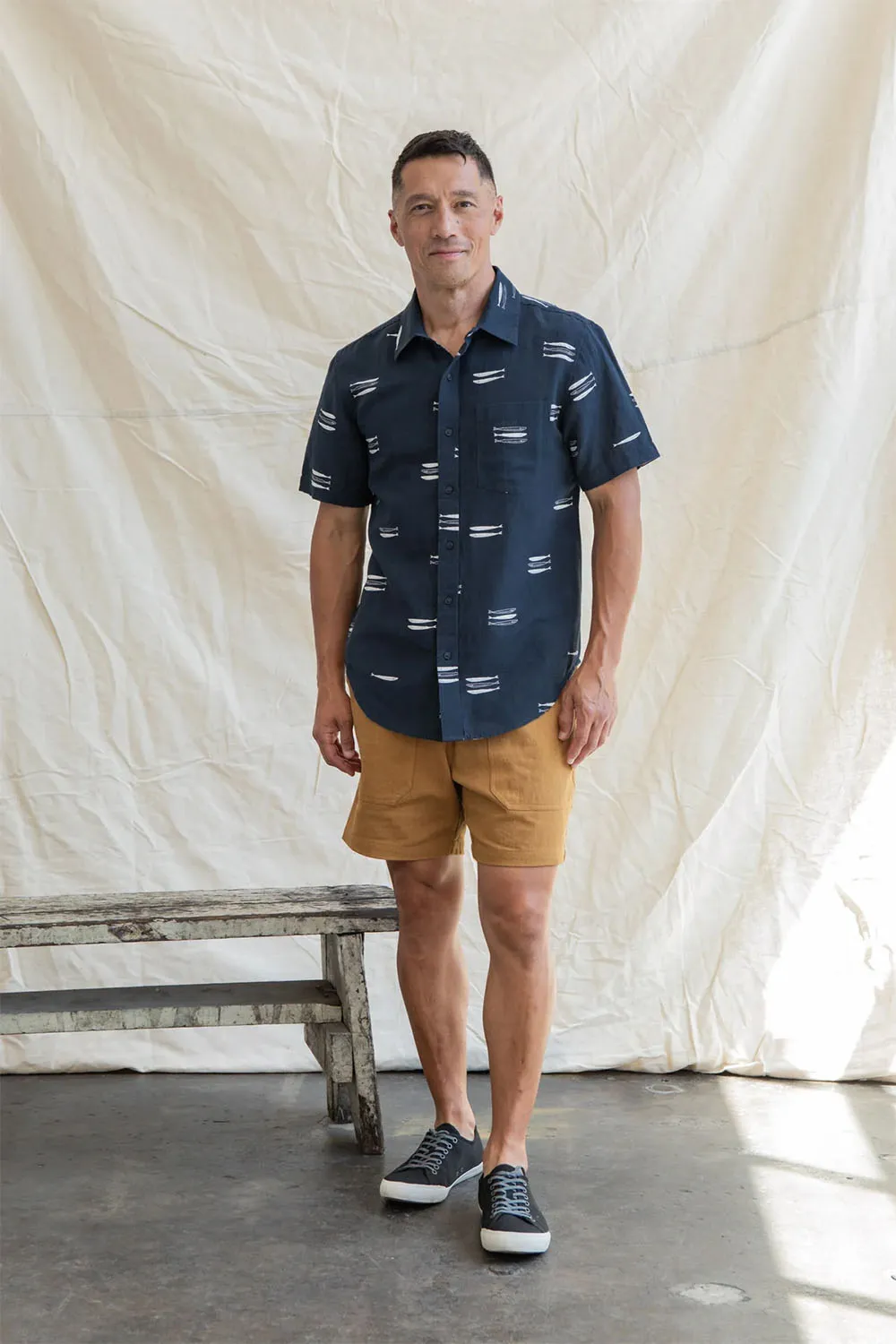 HARBOR SLIM SHIRT Navy Pacific Herring