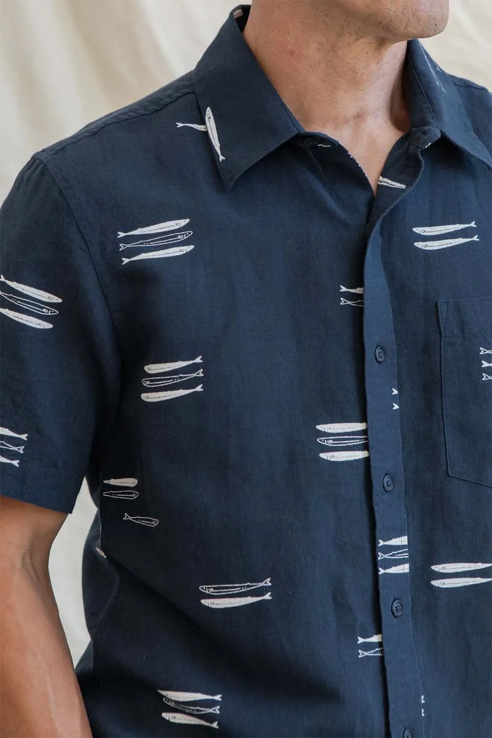 HARBOR SLIM SHIRT Navy Pacific Herring