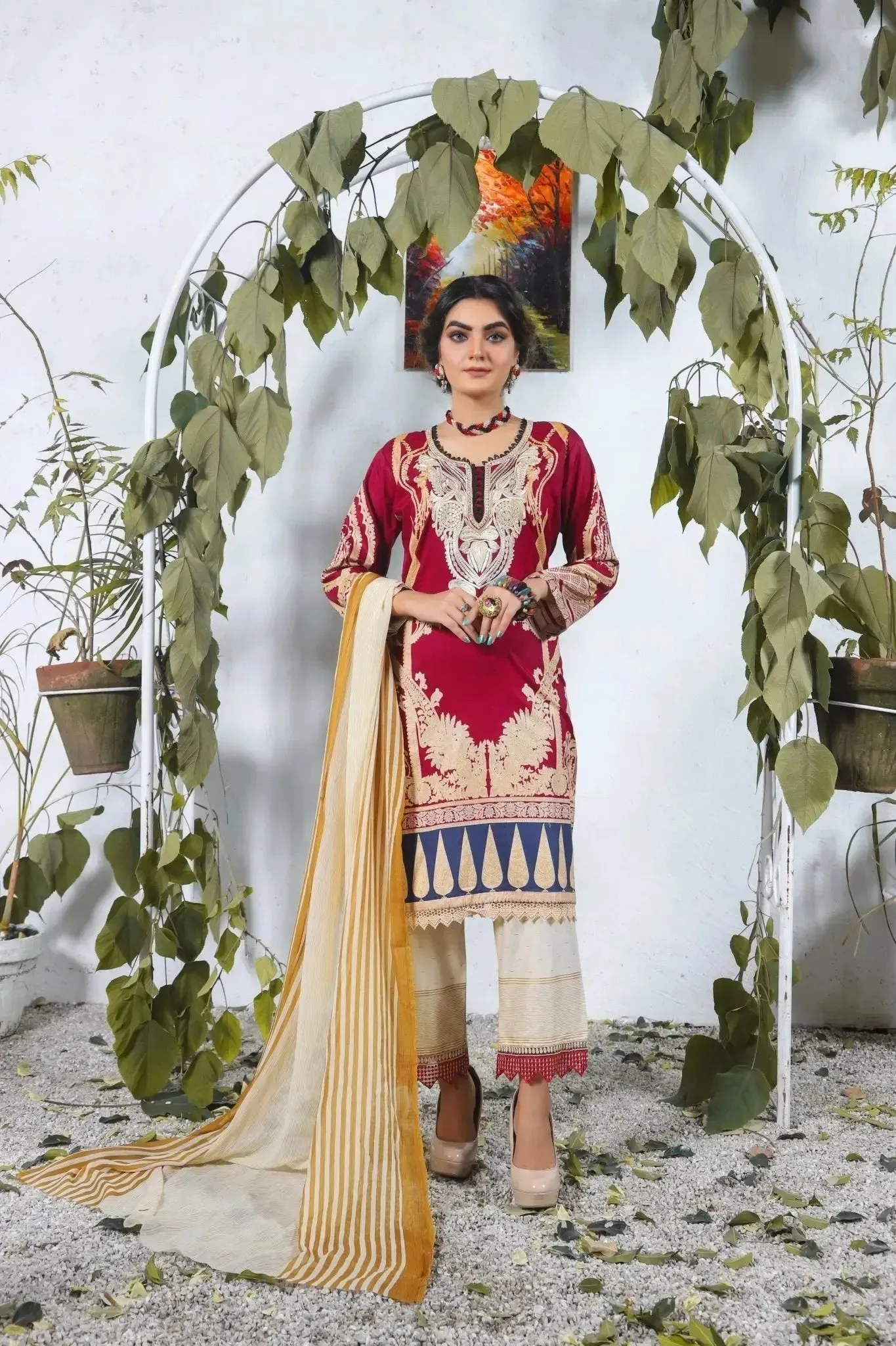 IshDeena Pakistani Lawn Salwar Kameez Indian Dresses for Women Ready to Wear Embroidered