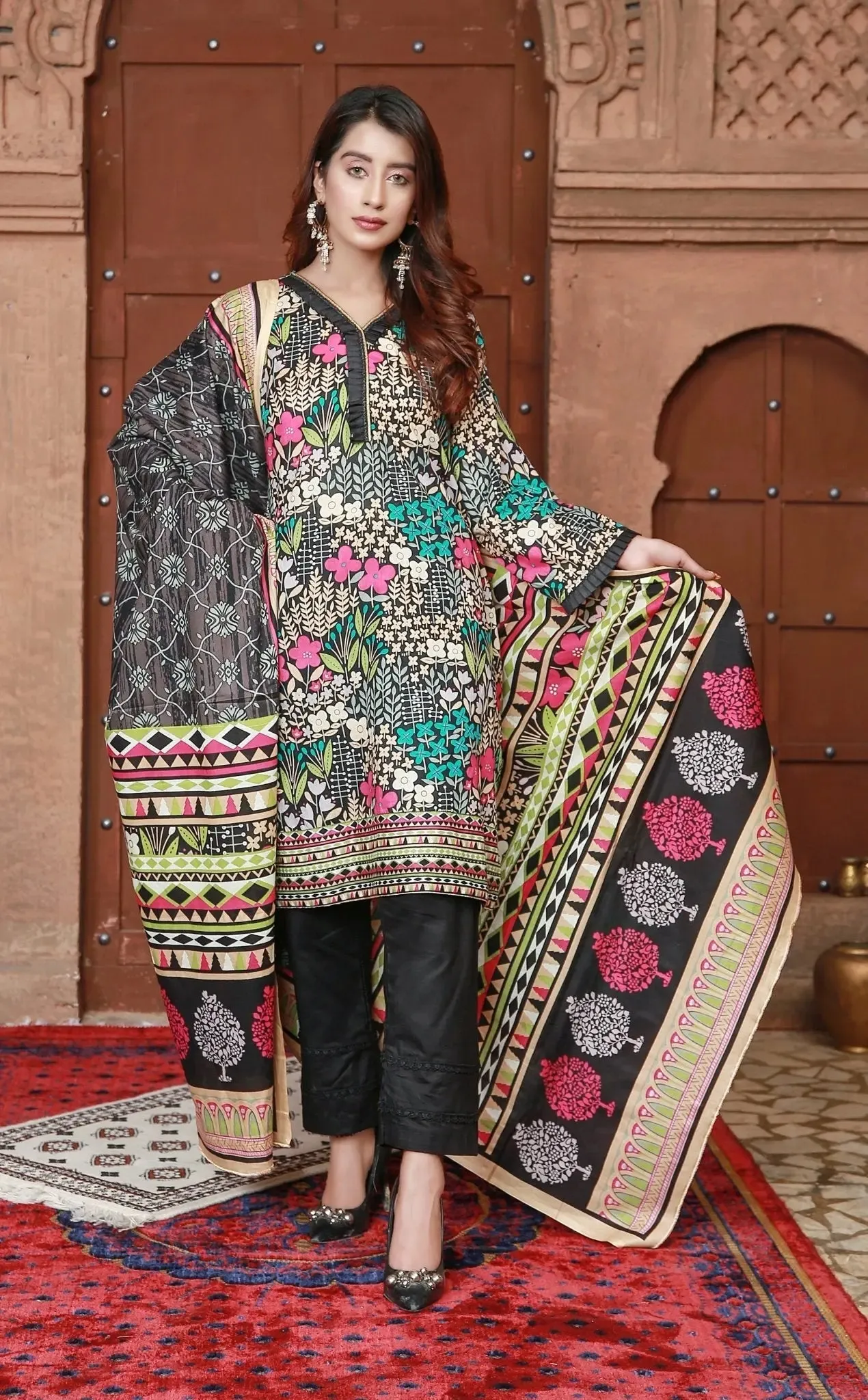 IshDeena Pakistani Lawn Salwar Kameez Indian Dresses for Women Ready to Wear Printed