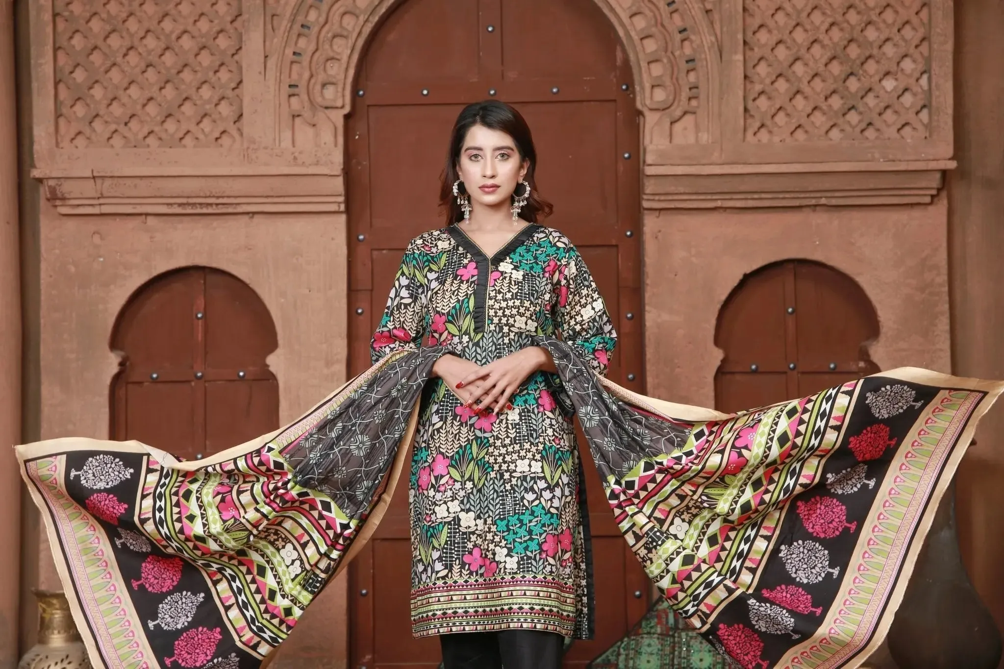 IshDeena Pakistani Lawn Salwar Kameez Indian Dresses for Women Ready to Wear Printed