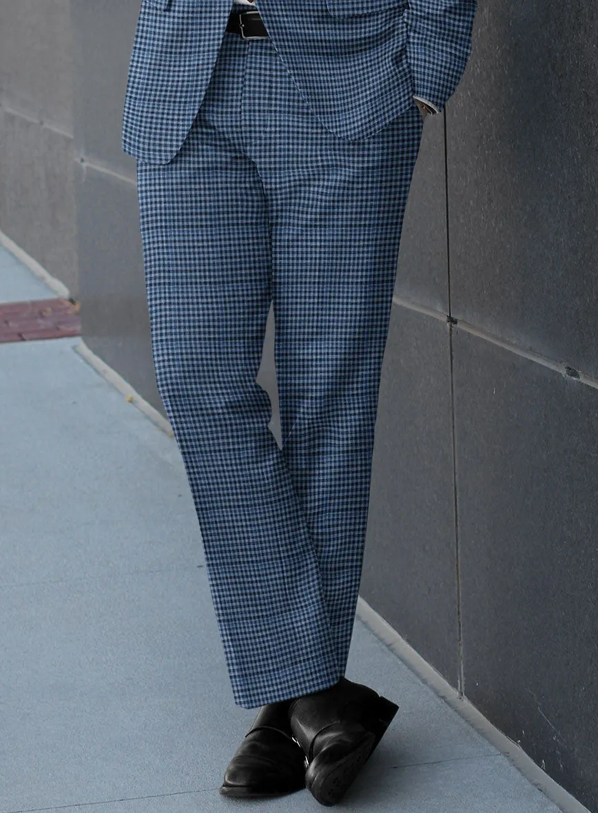 Italian Murano Ramesa Blue Wool Linen Silk Pants