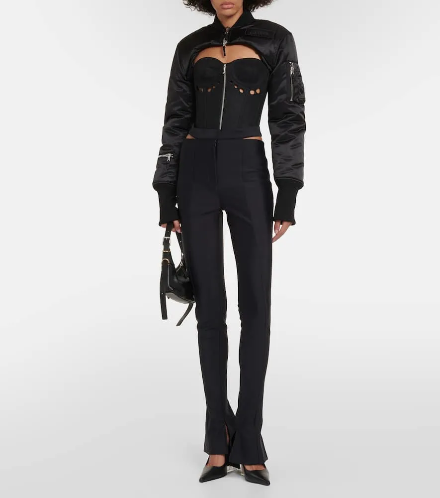 Jean Paul Gaultier Cropped satin bomber jacket