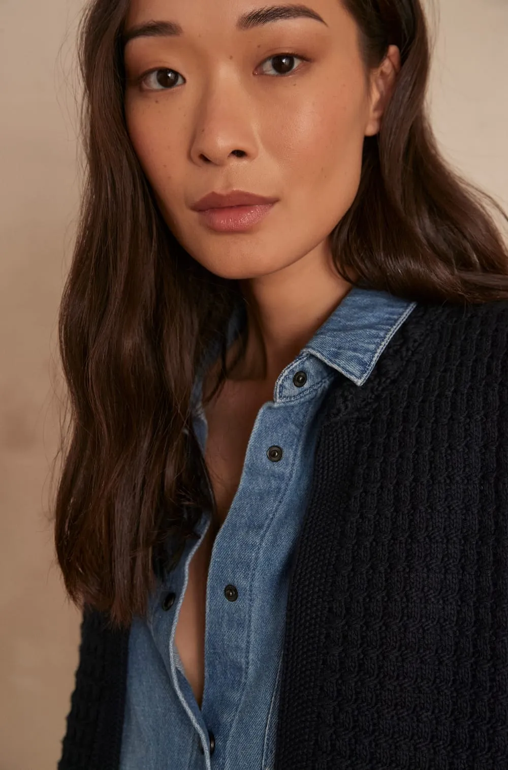LEA BIS SLEEVELESS NAVY CARDIGAN