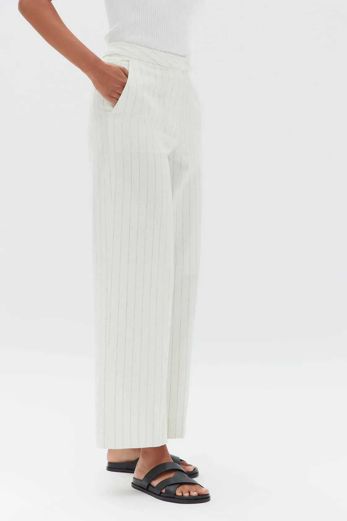 LEILA STRIPE LINEN PANT | CREAM PINSTRIPE