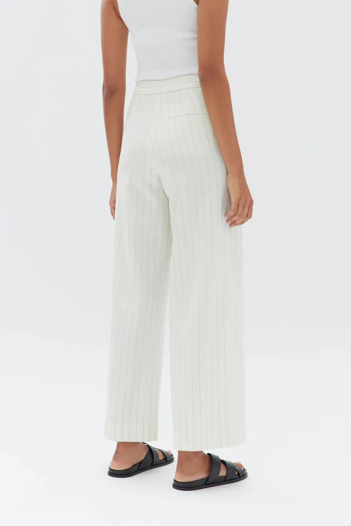 LEILA STRIPE LINEN PANT | CREAM PINSTRIPE