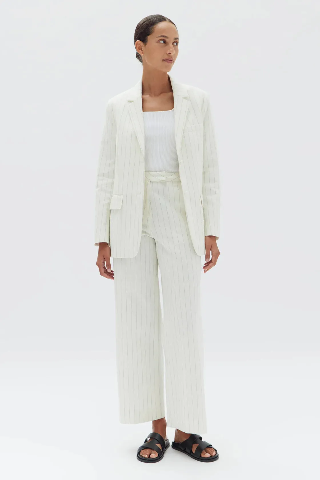LEILA STRIPE LINEN PANT | CREAM PINSTRIPE