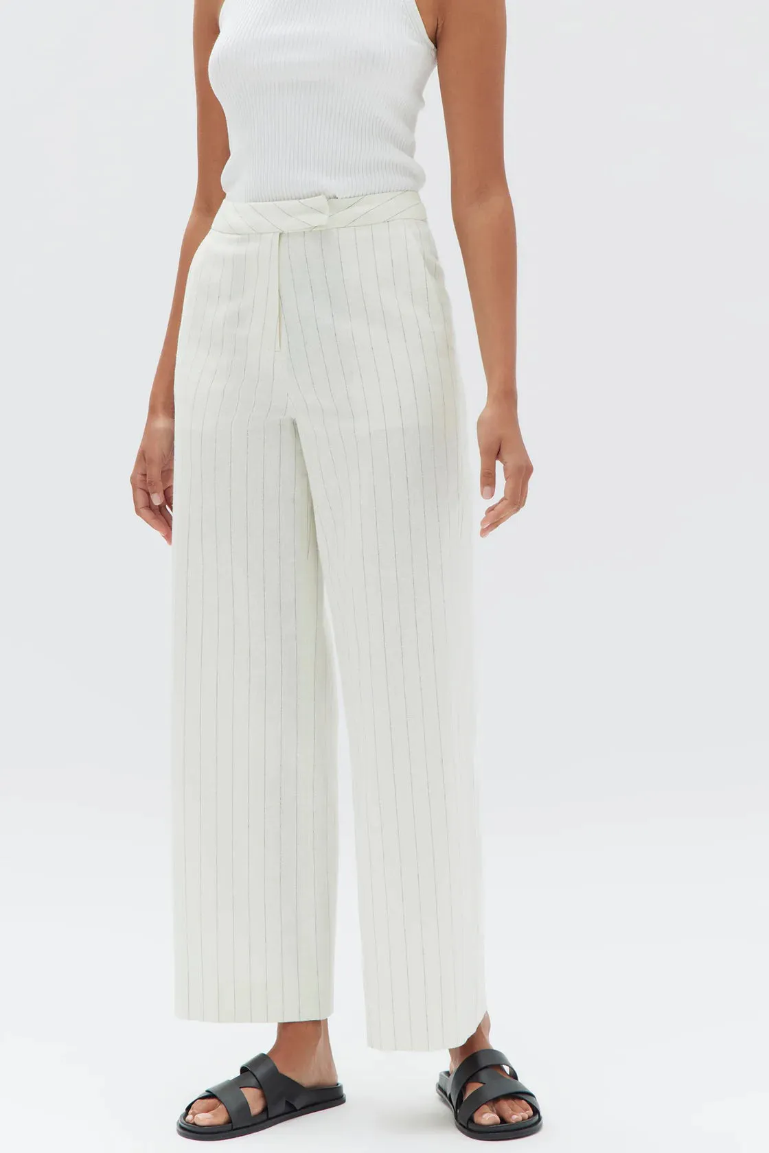 LEILA STRIPE LINEN PANT | CREAM PINSTRIPE