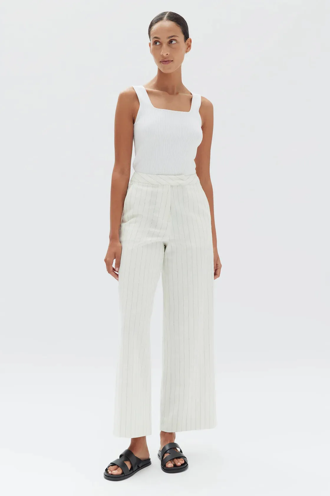 LEILA STRIPE LINEN PANT | CREAM PINSTRIPE