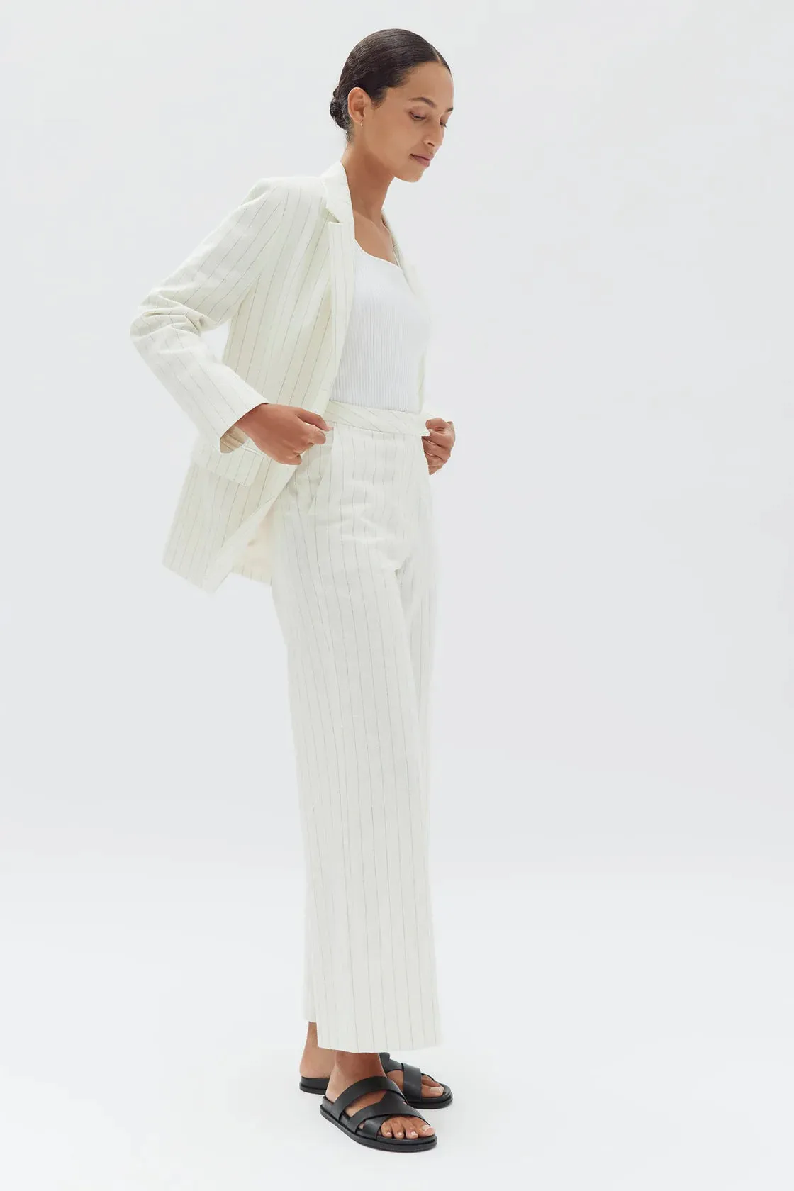 LEILA STRIPE LINEN PANT | CREAM PINSTRIPE