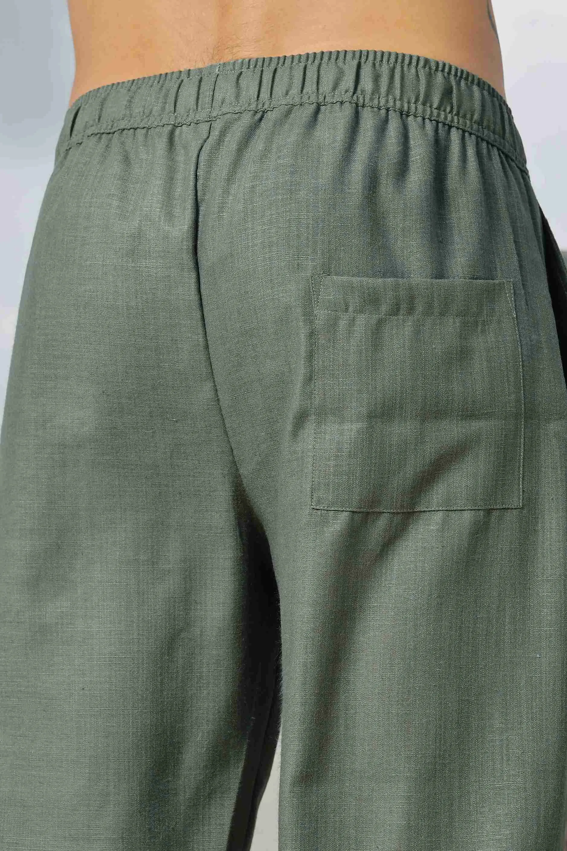 Linen Embroidered OLIVE All Day Pants