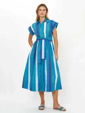 Oliphant Belted Shirt Dress in Meko Blue