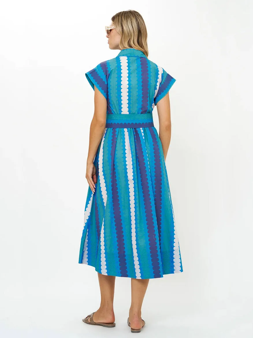 Oliphant Belted Shirt Dress in Meko Blue