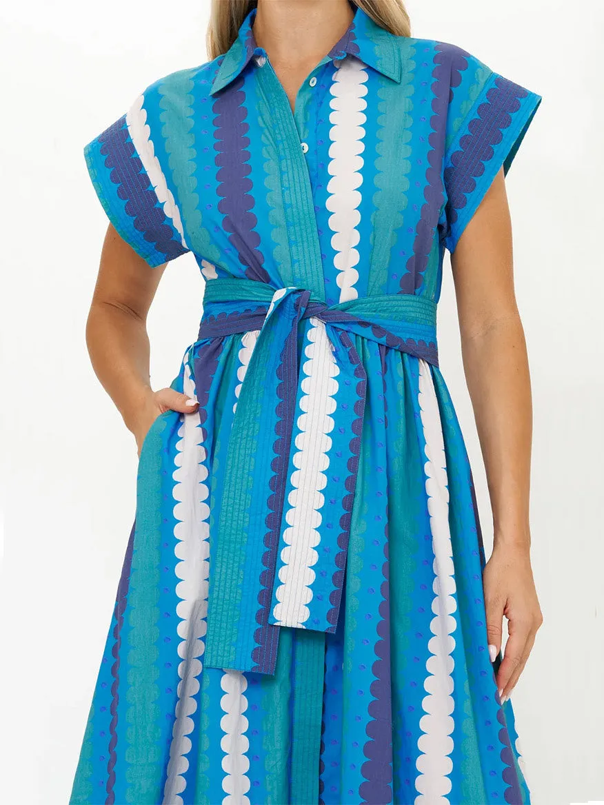 Oliphant Belted Shirt Dress in Meko Blue