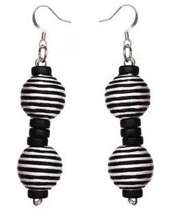 Pom Boho Chic Earrings (Zebra Stripe)