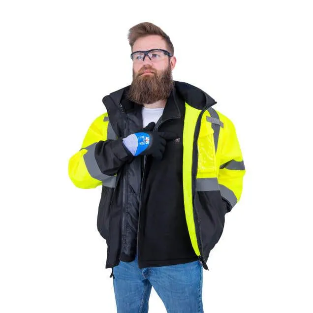 Radians RHG-SJ13G 3-in-1 Class 3 Hi-Vis Bomber Jacket with Inner Heated Vest