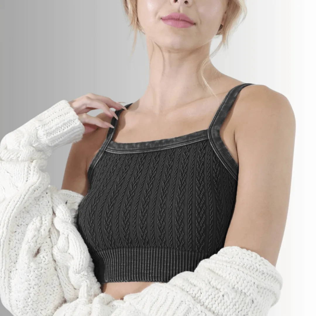 Seamless Cable Knit Bra Top Made in USA