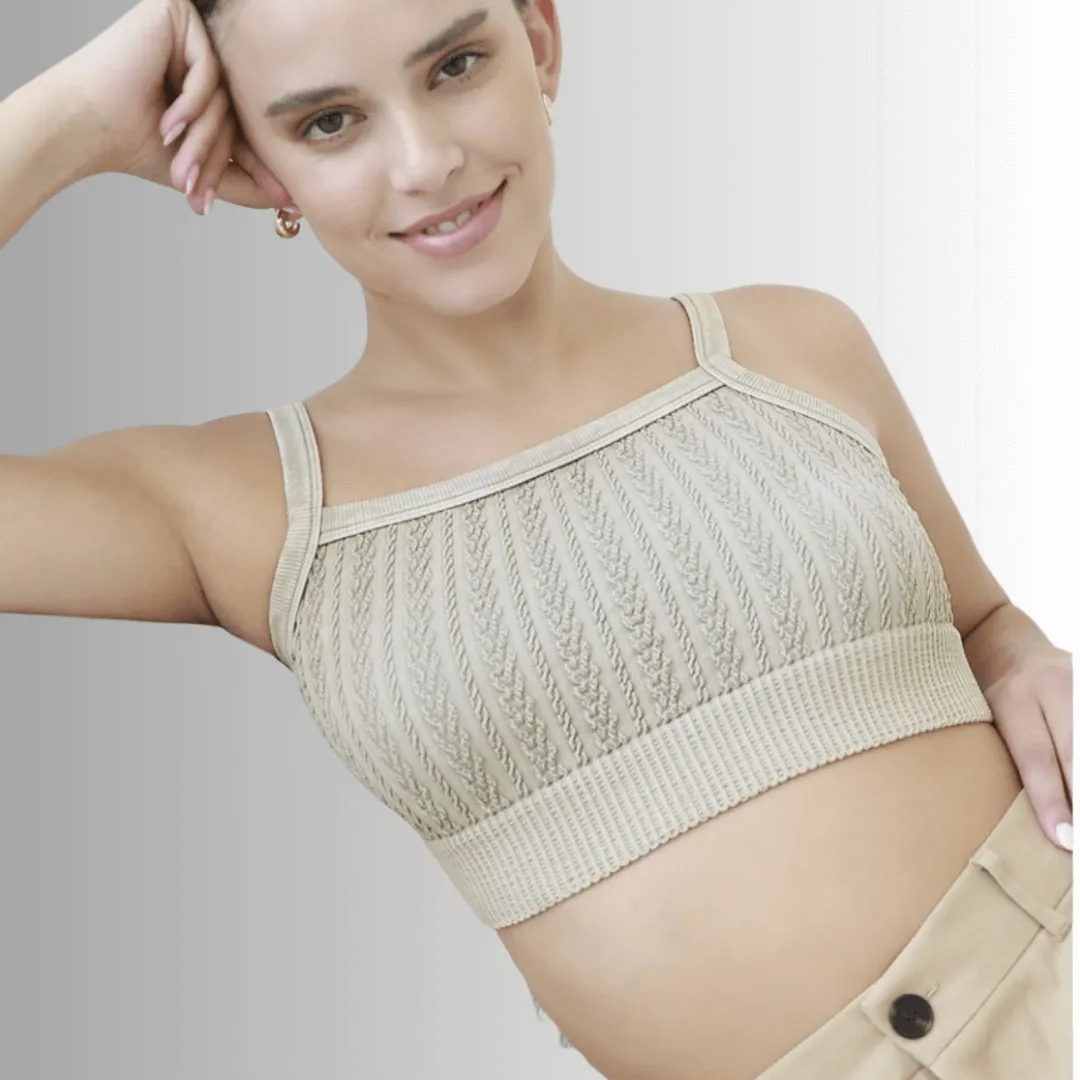 Seamless Cable Knit Bra Top Made in USA
