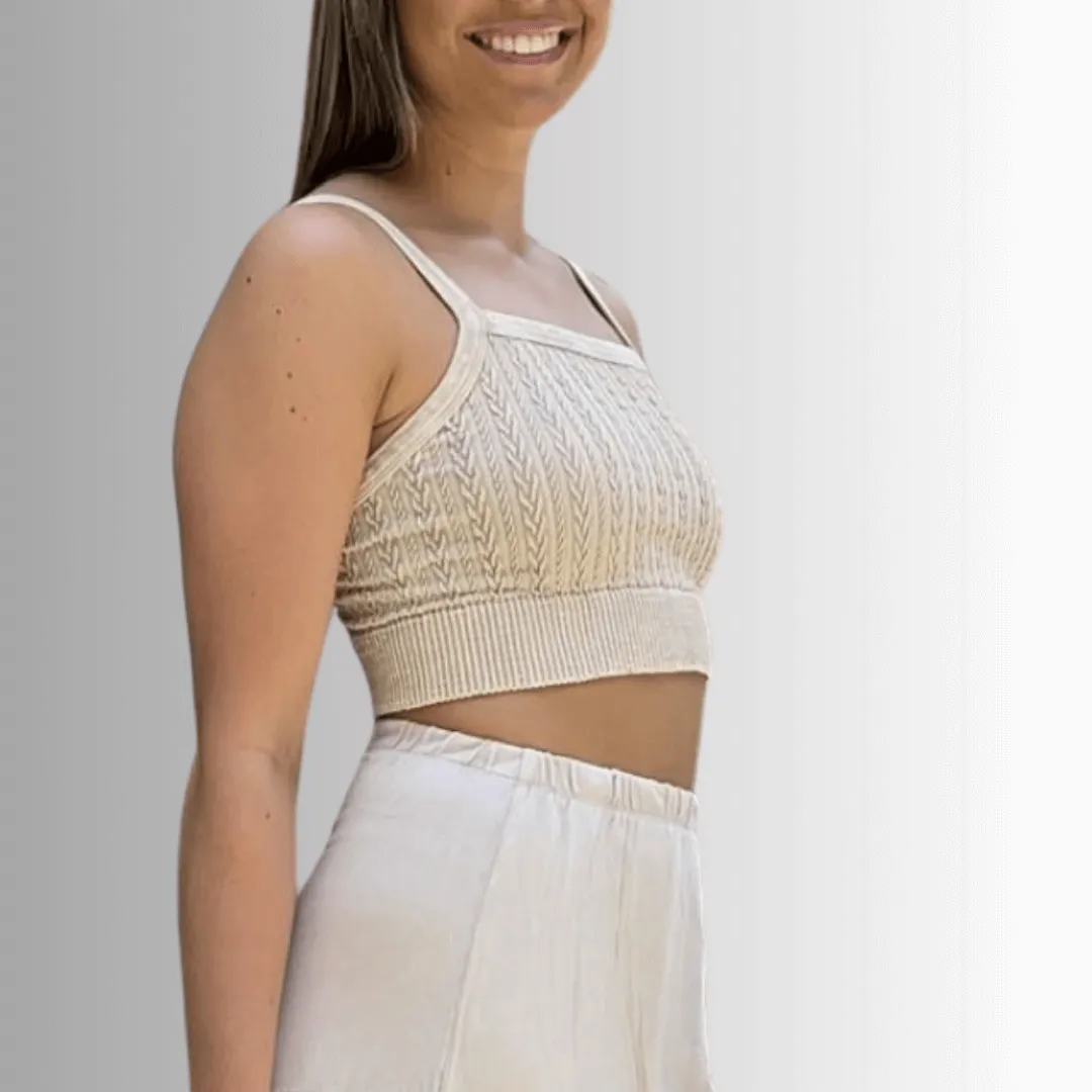 Seamless Cable Knit Bra Top Made in USA